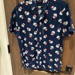 Denim & Flower Navy Blue Santa Graphic Shirt